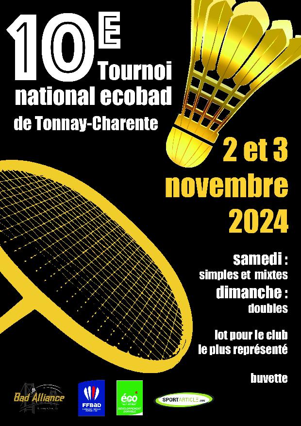 10ème tournoi national seniors Ecobad de Tonnay-Charente